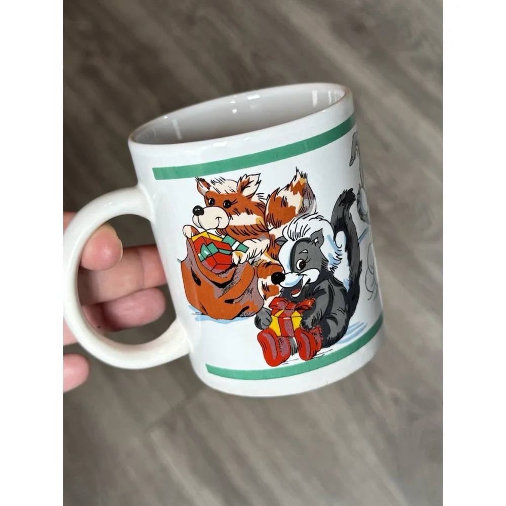 Vintage McCrorys Stores Chrismas Woodland Animal Winter Coffee Cup Mug